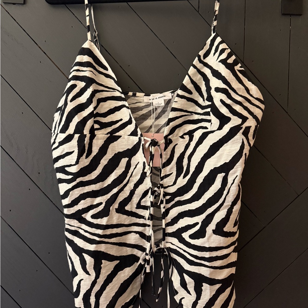 Kittenish Zebra Print Tank Top - Black and White